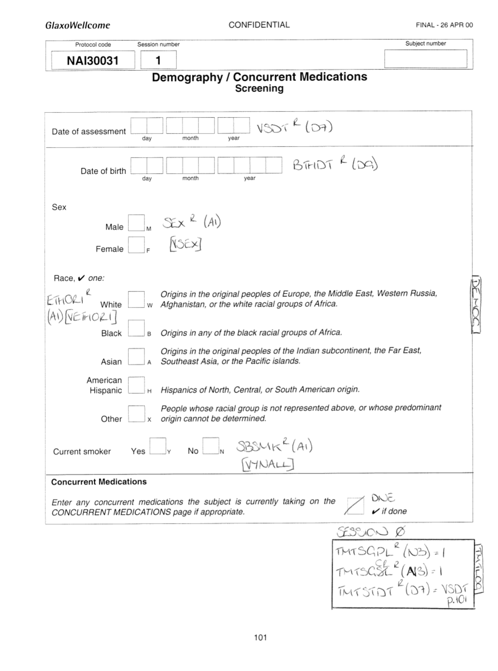 Sample Case Report Form